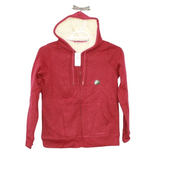 LL Bean 1912 Sweatshirt Sherpa Lined Hoodie Cranberry Heather Size XS - Picture 1 of 11
